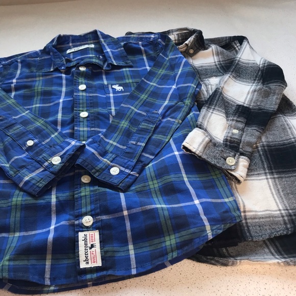 Abercrombie Kids Blue and Gray Plaid Shirts 5/6 - Picture 2 of 9